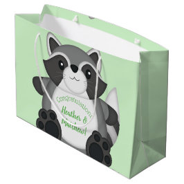 Sacola Para Presentes Grande Raccoon Chá de fraldas Green