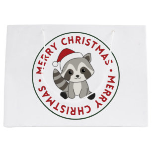 Sacola Para Presentes Grande Raccoon Christmas Snow Winter Raccoons Large Gift