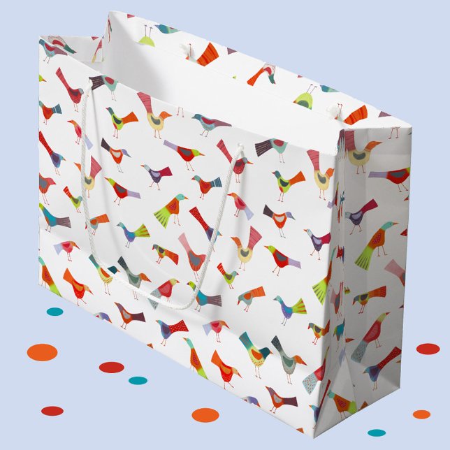 Sacola Para Presentes Grande Rainbow Bird (Rainbow bird pattern large gift bag)