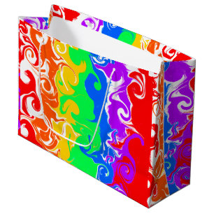 Sacola Para Presentes Grande Rainbow Fluid Art Birthday