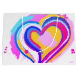 Sacola Para Presentes Grande RAINBOW HEART ORIGINAL ART Gift