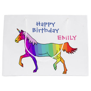 Sacola Para Presentes Grande Rainbow Unicorn