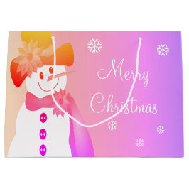 Sacola Para Presentes Grande Rainbows Snowman E Snowflakes