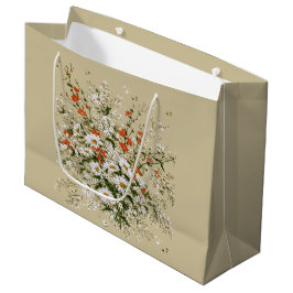 Sacola Para Presentes Grande Ramalhete de Margaridas Silvestres em Aquarela Vin