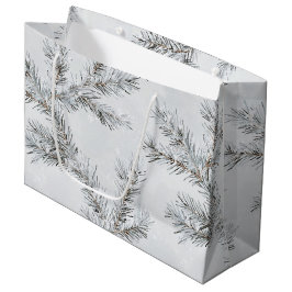Sacola Para Presentes Grande Ramificações de Árvore de Natal Snowy para cinzas