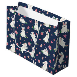 Sacola Para Presentes Grande Rapariga Bonita Coelhinho Coelho Moderno Azul Cor-