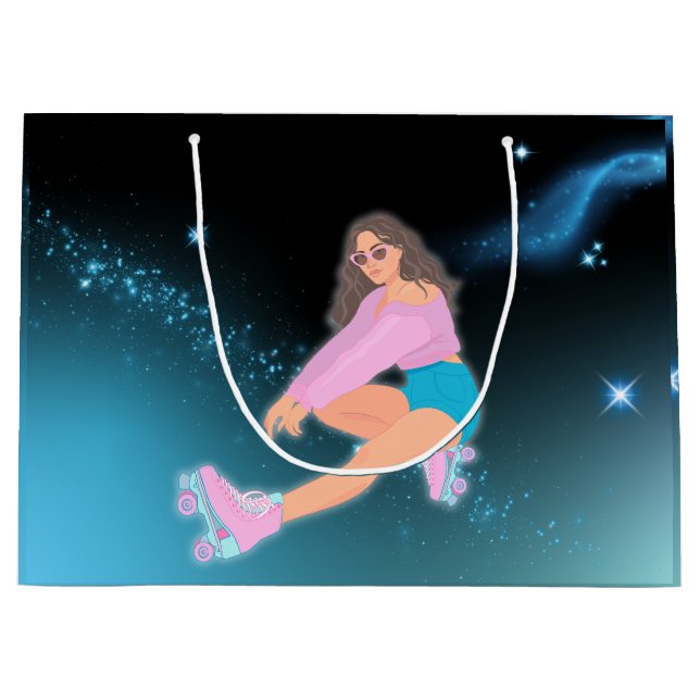 Sacola Para Presentes Grande Rapariga de patinação Comprando sacos para present (Frente)