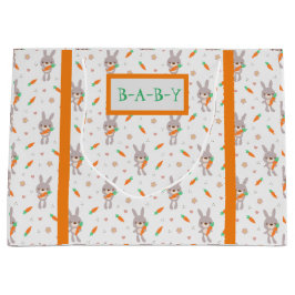 Sacola Para Presentes Grande Rapariga Laranja do Coelho Bonito