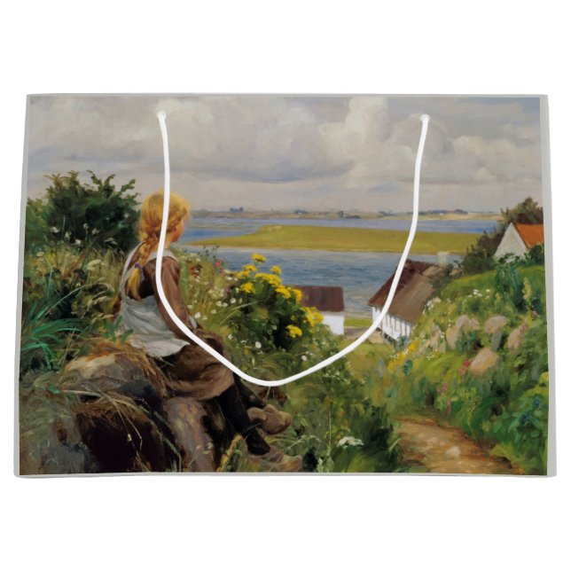 Sacola Para Presentes Grande Rapariga perdida em pensamento (por H.A. Brendekil (Frente)