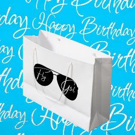 Sacola Para Presentes Grande Rapariga Voadora Roteiro Aviador Negro Óculos escu