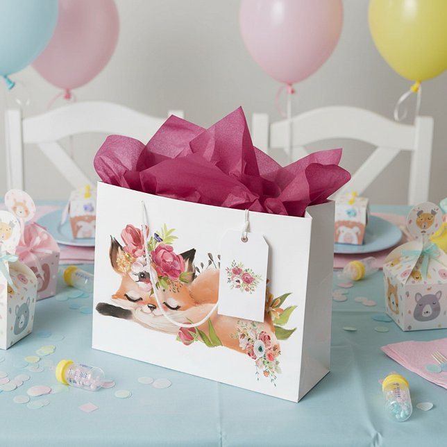 Sacola Para Presentes Grande Raposa de aquarela (Criador carregado)