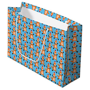 Sacola Para Presentes Grande Raposa de Natal Bonita, Padrão