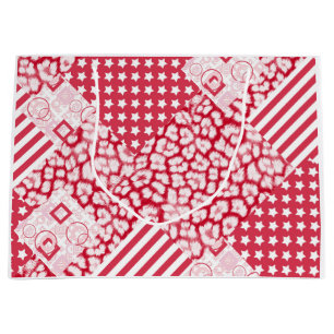 Sacola Para Presentes Grande Rastreio vermelho e branco