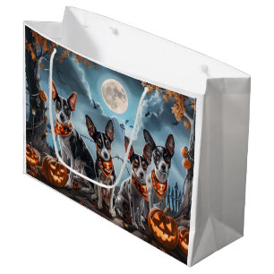 Sacola Para Presentes Grande Rat Terrier Halloween Assustador