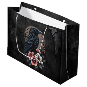 Sacola Para Presentes Grande Raven preto majestoso
