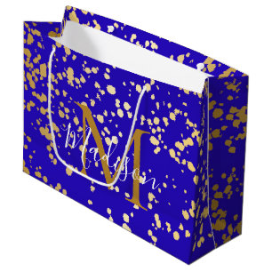 Sacola Para Presentes Grande Real Blue Bloneiro Dourado Louro Personaliza o Sac
