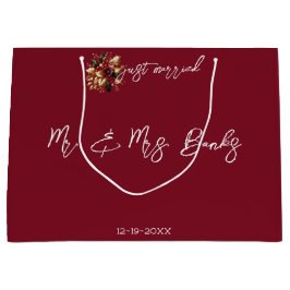 Sacola Para Presentes Grande Recem casados de Foto de Casamento de Folha Dourad