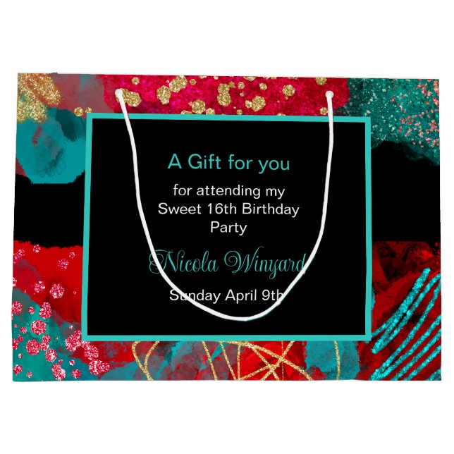 Sacola Para Presentes Grande Red Alcool Ink Sweet 16 (Verso)