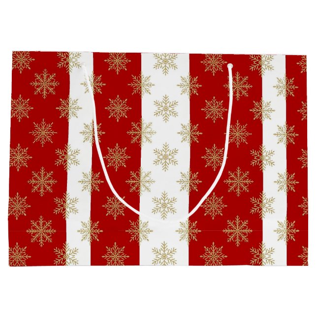 Sacola Para Presentes Grande Red And White Striped Holiday (Verso)
