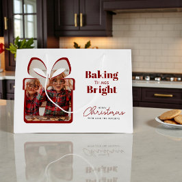Sacola Para Presentes Grande Red Baking Things Bright Christmas Photo Gift Bag