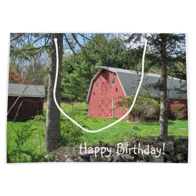 Sacola Para Presentes Grande Red Barn No País (Frente)