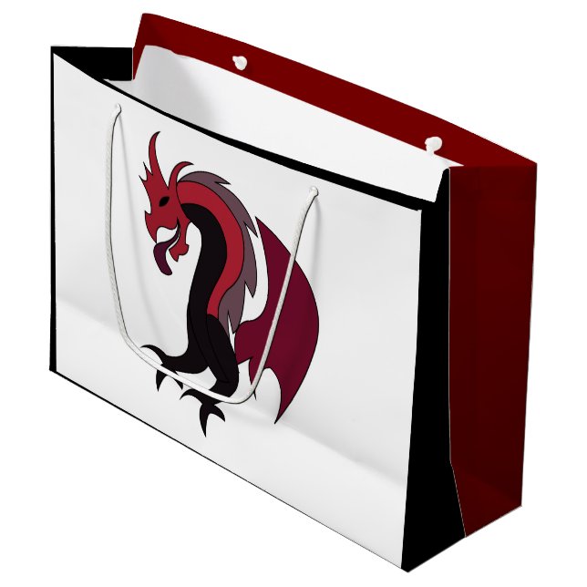 Sacola Para Presentes Grande Red Black Dragon Mythical Creature (Frente inclinada)