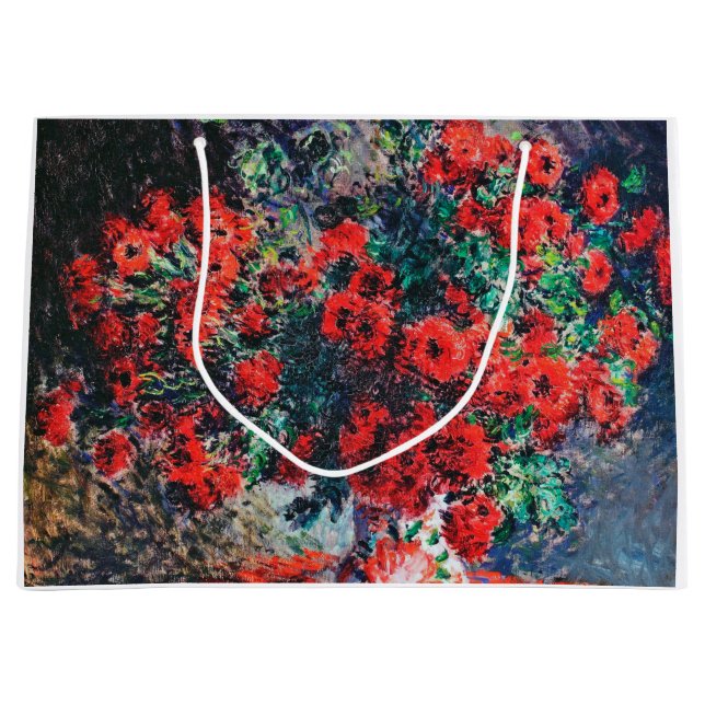 Sacola Para Presentes Grande Red Chrysanthemum, Monet (Frente)