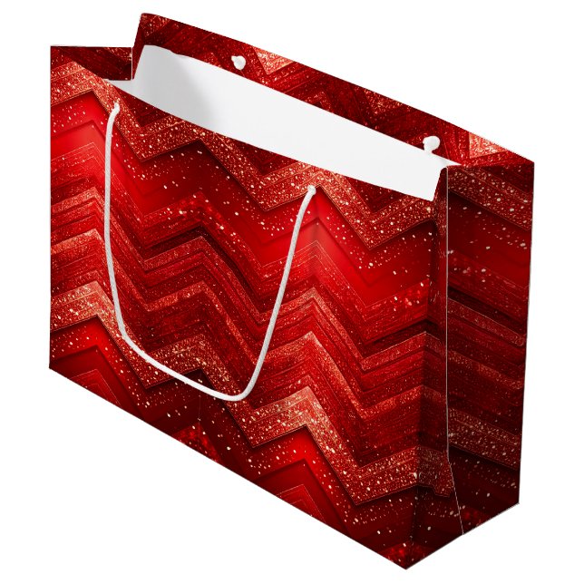 Sacola Para Presentes Grande Red Decorative Natal Glitter Gift Bag (Frente inclinada)