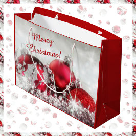 Sacola Para Presentes Grande Red E Silver Feliz Natal