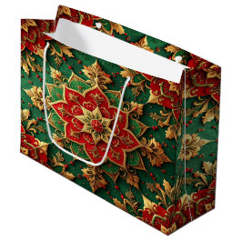 Sacola Para Presentes Grande Red Green Decorative Holiday Gift Bag