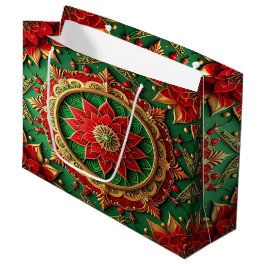 Sacola Para Presentes Grande Red Green Decorative Holiday Gift Bag