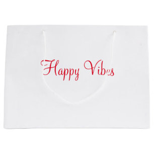 Sacola Para Presentes Grande Red Happy vibe simples caligrafia mínima