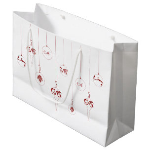 Sacola Para Presentes Grande Red Monograma Bauble Enfeites de natal Gift Bag
