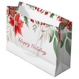 Sacola Para Presentes Grande Red Poinsettia Natal Gift Bag