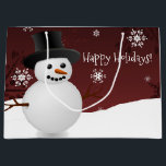 Sacola Para Presentes Grande Red Snowman Winter Scenery Christmas Gift Bag<br><div class="desc">Saqueie seus presentes de Natal com este Snowman Red Snowman, Esfestivo e caprichoso, Snowman, Snowman. Design de presente apresenta um boneco de neve feliz em uma cena de ventania de neve contra um fundo vermelho adornado com flocos de neve de cor correspondente. Itens adicionais de presentes e feriados disponíveis com...</div>