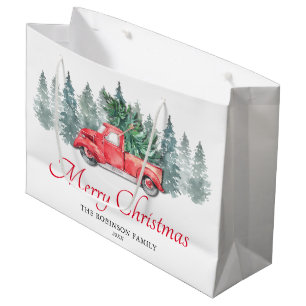 Sacola Para Presentes Grande Red Truck Feliz Natal