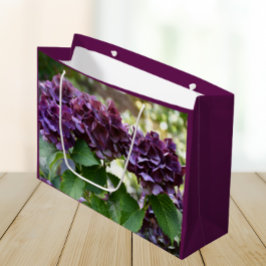 Sacola Para Presentes Grande Red Violet Hydrangea Blooms Floral