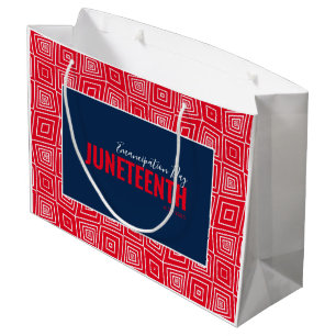 Sacola Para Presentes Grande Red White Blue Emancipation Day Junho 19 DE JUNHO