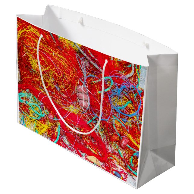 Sacola Para Presentes Grande Redes de pesca coloridas (Verso inclinado)