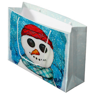 Sacola Para Presentes Grande Reflete SOMENTE Snowman de Natal