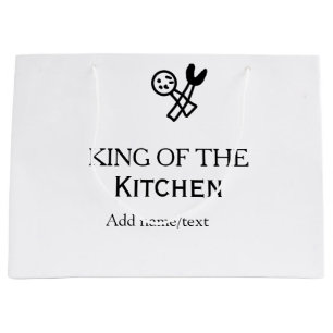 Sacola Para Presentes Grande Rei da cozinha chef cozinhando adicionar nome coro