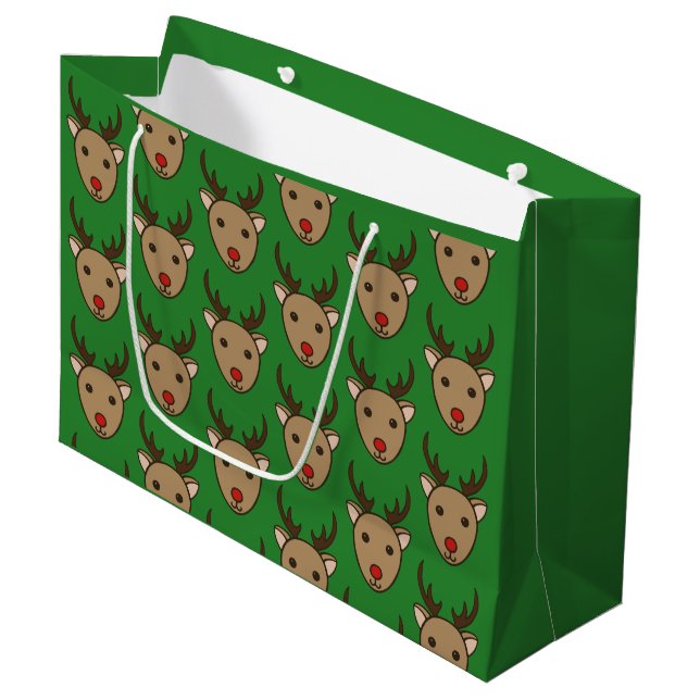 Sacola Para Presentes Grande Reindeer Christmas Gift Bag (Frente inclinada)