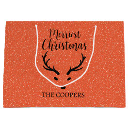 Sacola Para Presentes Grande Reindeer de Natal Festivo e Feriado Vermelho de Ne