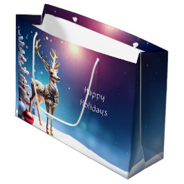 Sacola Para Presentes Grande Reindeer Jewels Natal Gift Bag