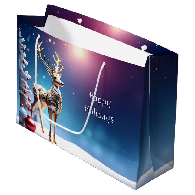 Sacola Para Presentes Grande Reindeer Jewels Natal Gift Bag (Frente inclinada)