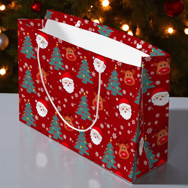 Sacola Para Presentes Grande Reindeer Papais noeis de Natal | Natal (Criador carregado)