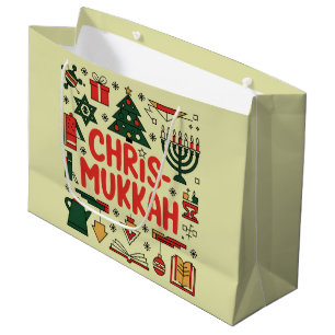 Sacola Para Presentes Grande Religião Judia de Natal Chrismukkah Hanukkah