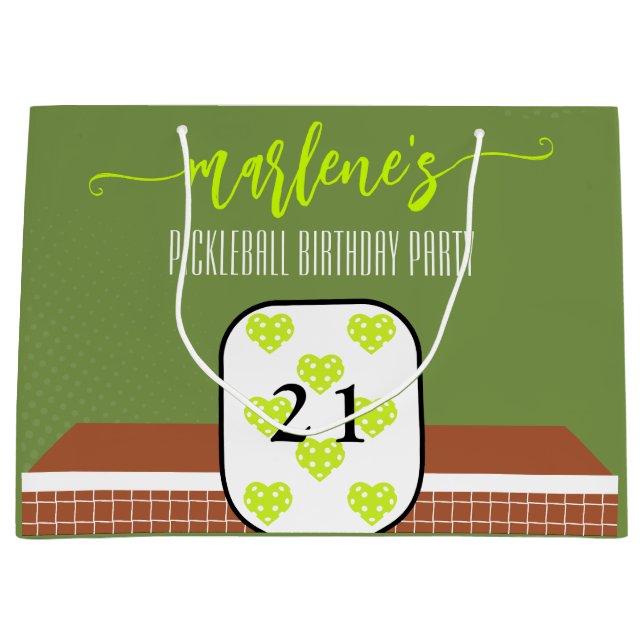 Sacola Para Presentes Grande Remo de Pickleball Elegante Foto Dink Festa de Ani (Frente)