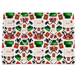 Sacola Para Presentes Grande Rena de Natal Cestiva Vermelha Kasky