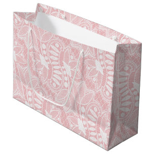 Sacola Para Presentes Grande Renda Floral Rosa